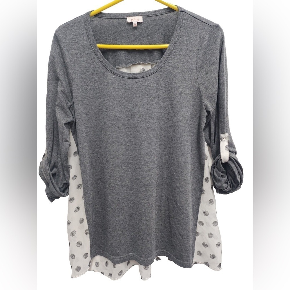 Stitch fix grey and white polka dot size large